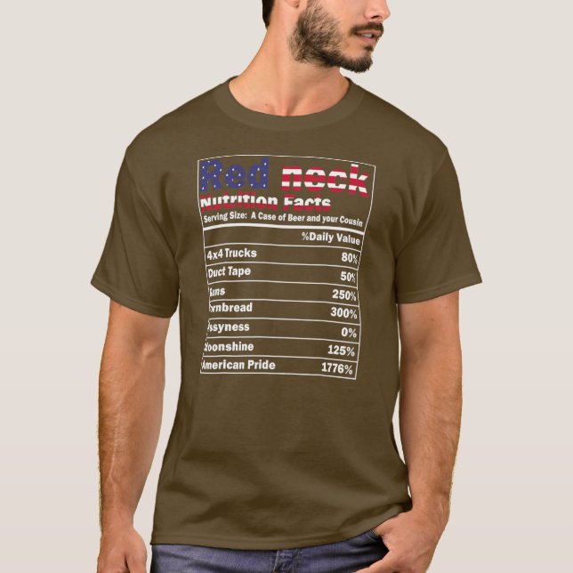 Funny Rednacks Nutrition Facts 4:e juli Land T Shirt (Framsida)