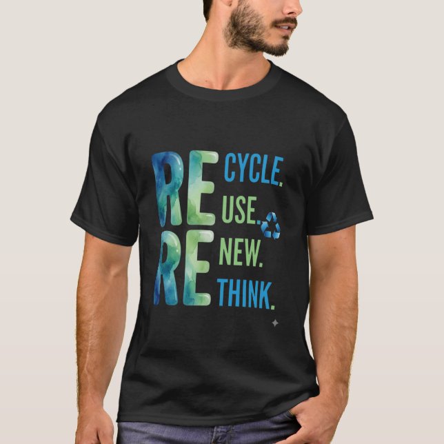 funny Reduce Reuse Recycle Eco Friendly T Shirt (Framsida)