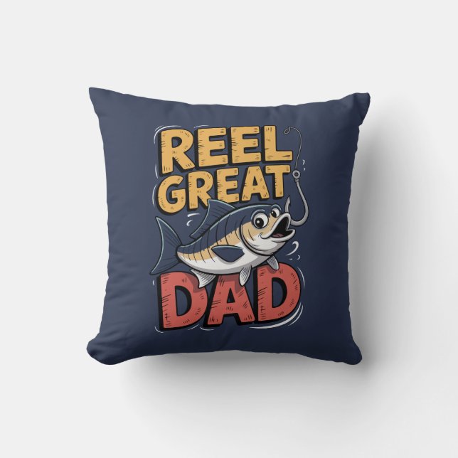 Funny Reel Underbar Pappa Fishing Fars dag Kudde (Framsida)