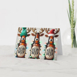 Funny Rein Beer Holiday Card Helgkort