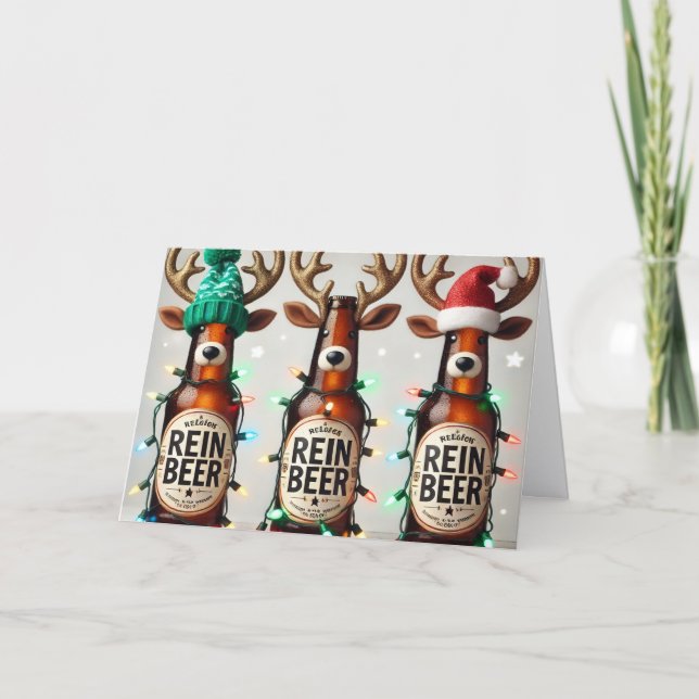 Funny Rein Beer Holiday Card Helgkort (Framsida)