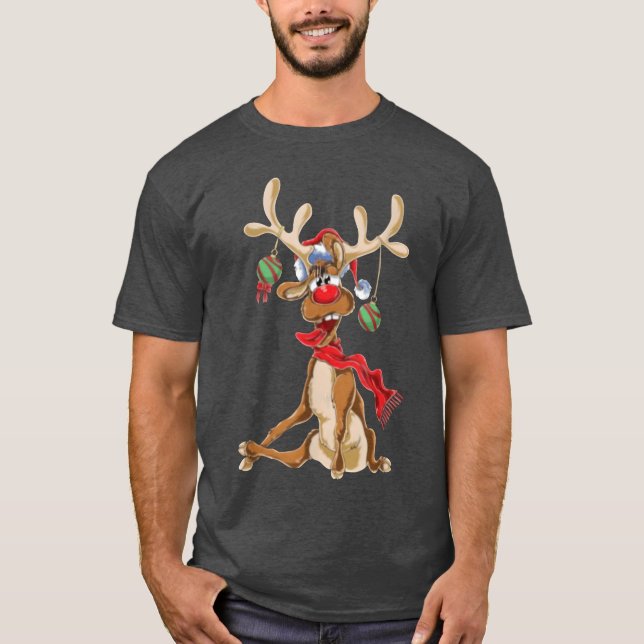 Funny Rein jul jul Antlers T Shirt (Framsida)