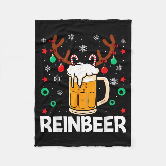 Funny Reinbeer Winedeer Beer Wine Matching Couples Fleecefilt (Framsidan)
