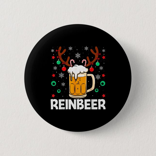Funny Reinbeer Winedeer Beer Wine Matching Couples Knapp (Framsida)