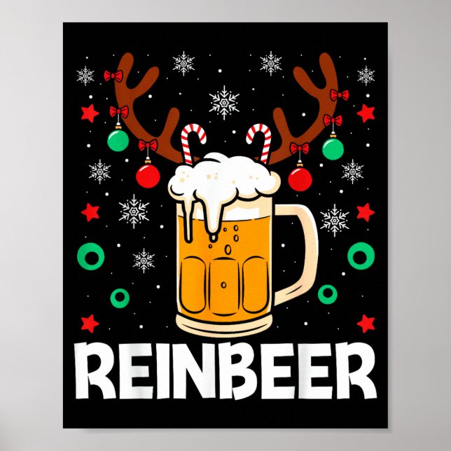 Funny Reinbeer Winedeer Beer Wine Matching Couples Poster (Framsidan)