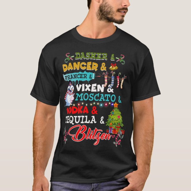 Funny Reindeer Alcohol Namn jul Party Drink T Shirt (Framsida)