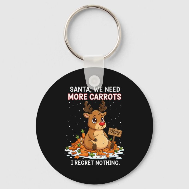 Funny Reindeer Carrot Hoarder Christmas Design  Nyckelring (Framsida)