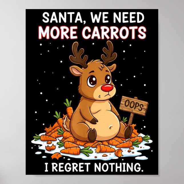 Funny Reindeer Carrot Hoarder Christmas Design  Poster (Framsidan)