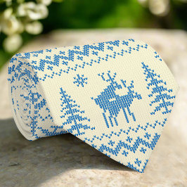 Funny Reindeer Christmas Tree Snow Blue Pattern Slips