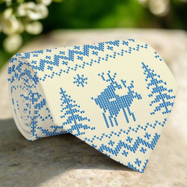 Funny Reindeer Christmas Tree Snow Blue Pattern Slips (Skapare uppladdad)