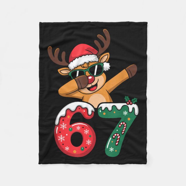 Funny Reindeer Dab Six Seven 67 Christmas Dabbing  Fleecefilt (Framsidan)