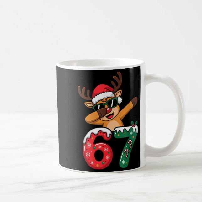 Funny Reindeer Dab Six Seven 67 Christmas Dabbing  Kaffemugg (Höger)