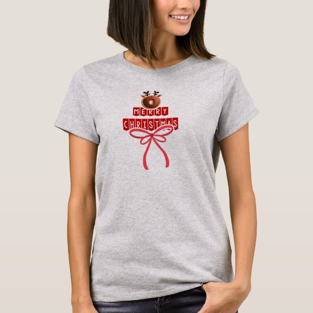 Funny Reindeer Donut Modern God jul T Shirt (Framsida)