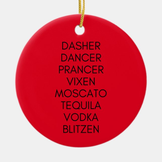 Funny Reindeer Drinking Namn Ornament (Framsidan)