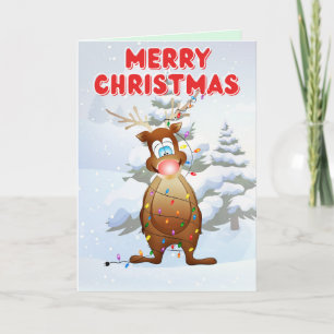 Funny Reindeer God jul Kort