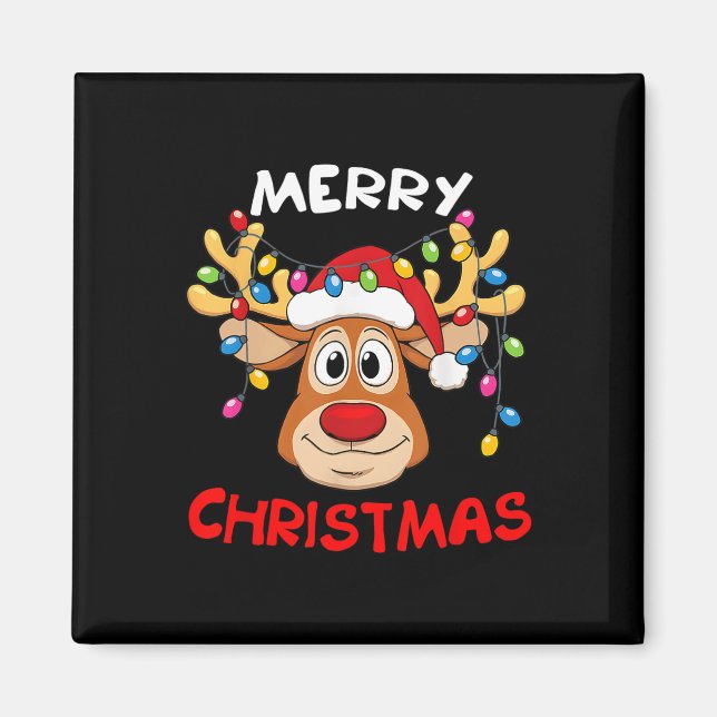 Funny Reindeer God jul Magnet (Framsidan)