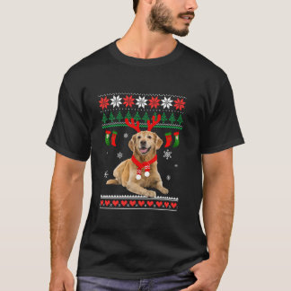Funny Reindeer Golden Retriever Ugly Jullgaro T Shirt