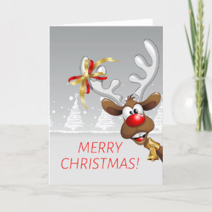 Funny Reindeer jul Helgkort