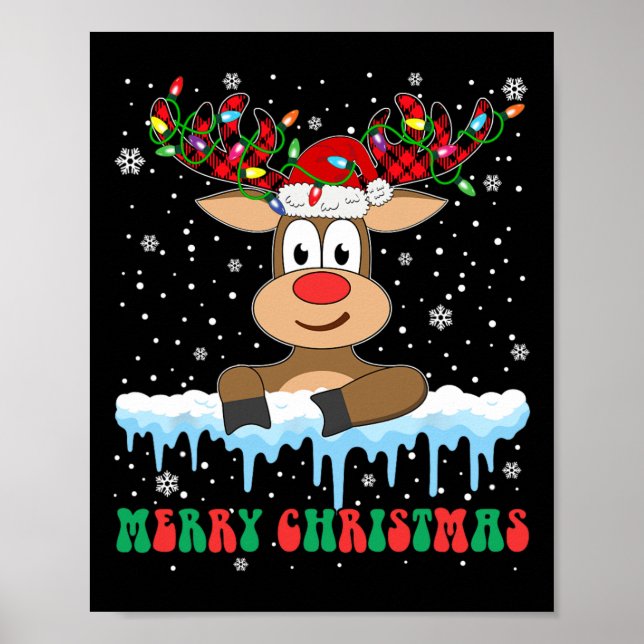Funny Reindeer Julafton Family God jul Poster (Framsidan)