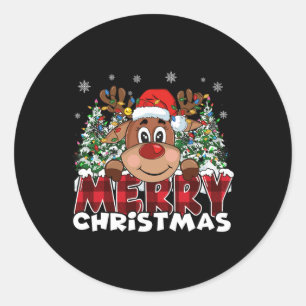 Funny Reindeer Julafton Manar Women Family Merry C Runt Klistermärke
