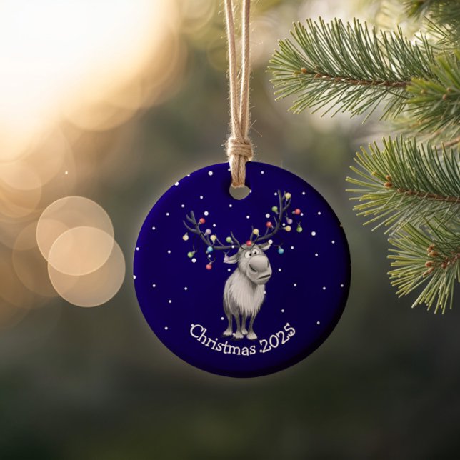 Funny Reindeer Julgransprydnad Keramik (Skapare uppladdad)