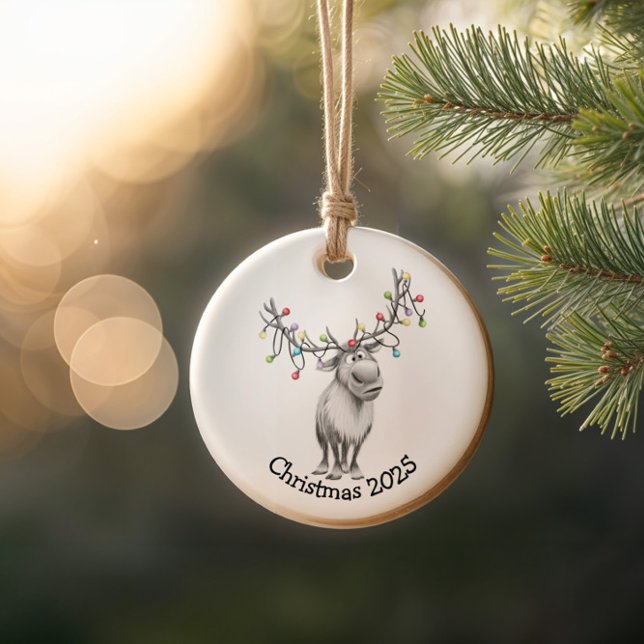 Funny Reindeer Julgransprydnad Keramik (Skapare uppladdad)