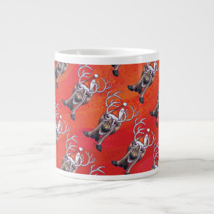 Funny Reindeer Mönster på Red Jumbo Mugg