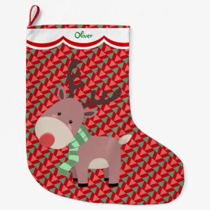 Funny Reindeer Mönster Personlig Stor Julstrumpa