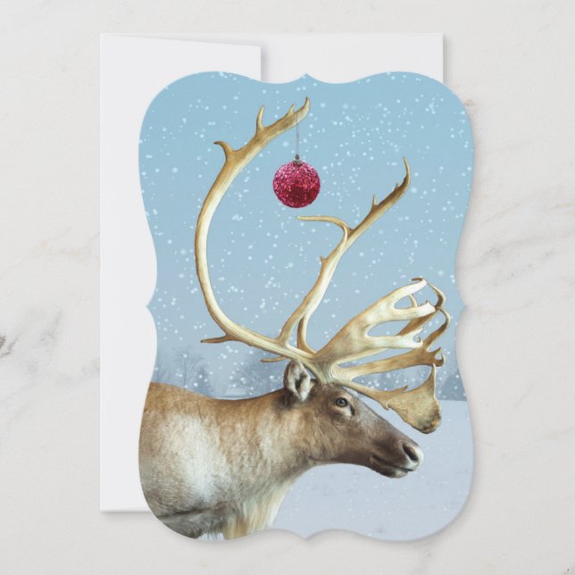 Funny Reindeer Ornament julkort (Framsida)
