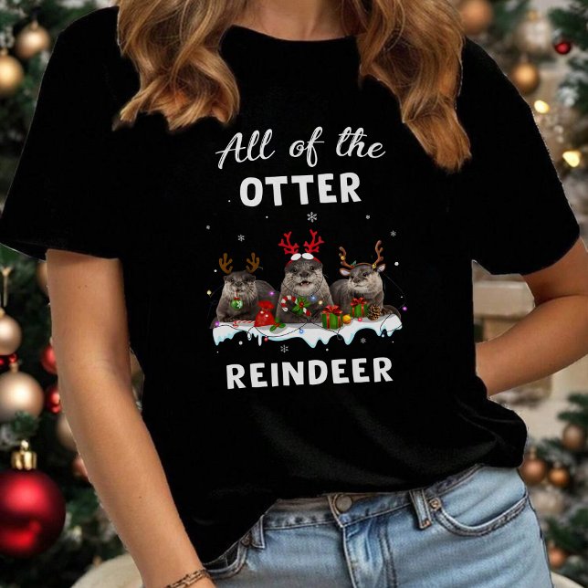 Funny Reindeer Otter Christmas T Shirt (Skapare uppladdad)