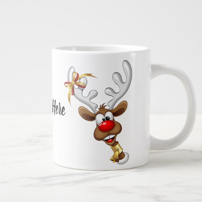 Funny Reindeer Peeking Christmas Meme  Jumbo Mugg (Höger)