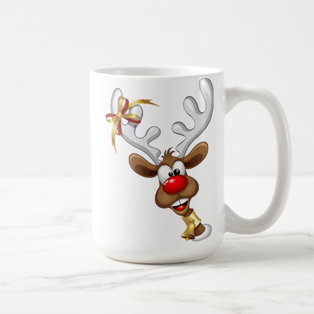 Funny Reindeer Peeking Christmas Meme  Kaffemugg (Höger)