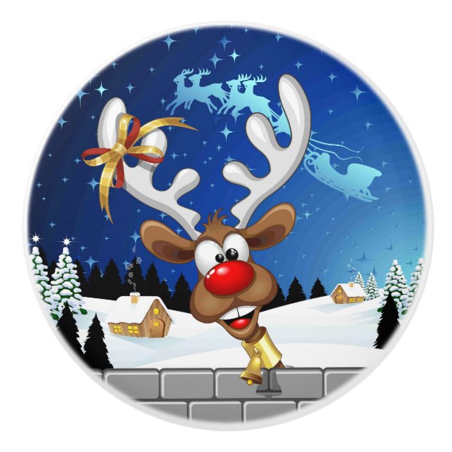 Funny Reindeer Peeking Christmas Meme  Knopp (Framsidan)