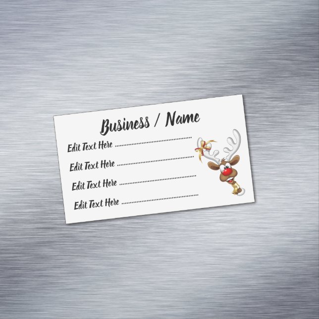 Funny Reindeer Peeking Christmas Meme  Magnetiska Visitkort (In Situ)