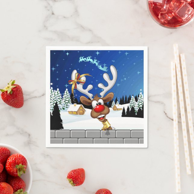 Funny Reindeer Peeking Christmas Meme  Pappersservett (Insitu)