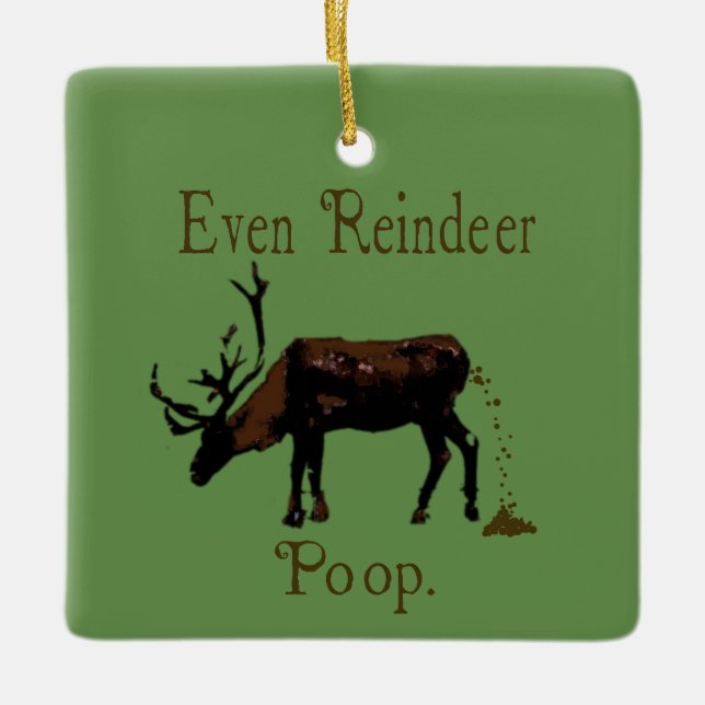 Funny Reindeer Poop jul Julgransprydnad Keramik (Framsida)