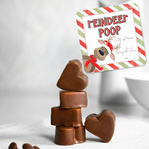 Funny Reindeer Poop-julfavoritpåse Helgdag Bag Fyrkantigt Klistermärke