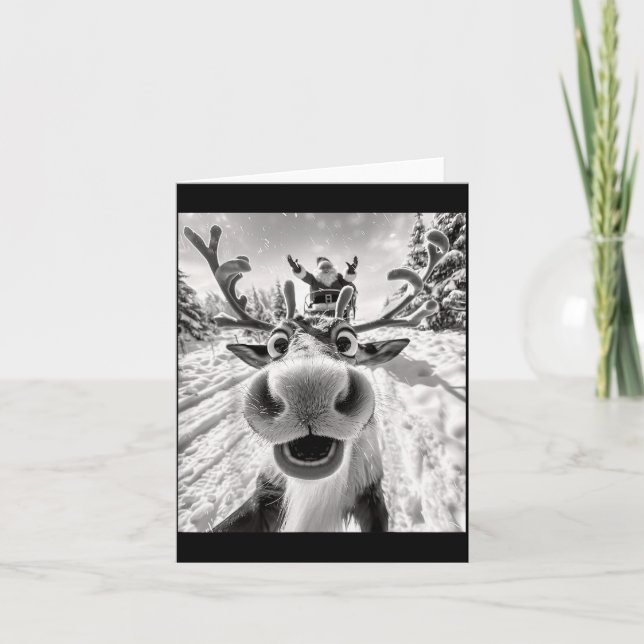 Funny Reindeer Selfie Christmas  Kort (Framsida)