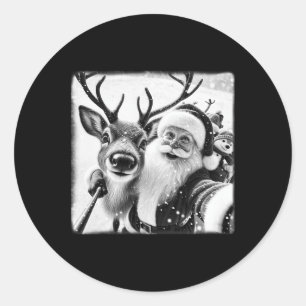 Funny Reindeer Selfie jul Jultomten Julafton C Runt Klistermärke