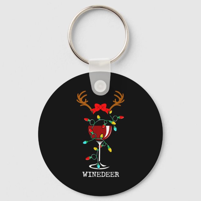 Funny Reindeer Winedeer Reinbeer Matching Couples  Nyckelring (Framsida)