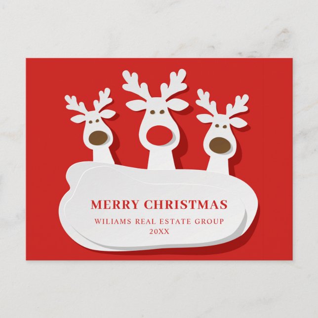 Funny Reindeers God jul Corporate Hälsning Vykort (Framsida)