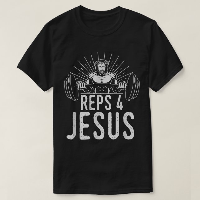 Funny Reps 4 Jesus Gym viktlyftande T Shirt (Design framsida)