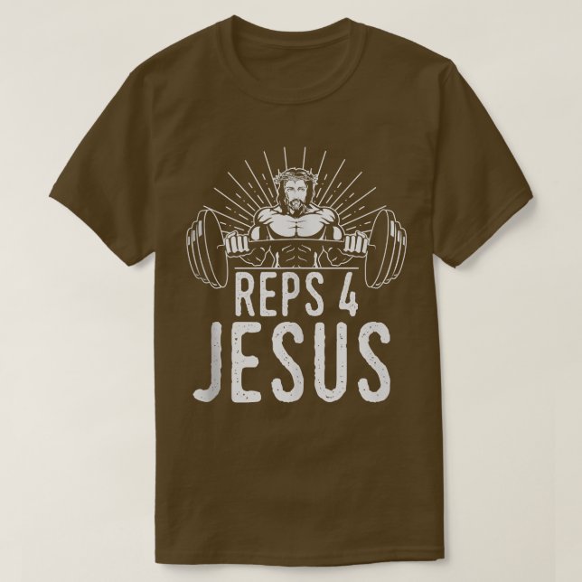 Funny Reps 4 Jesus Religiösa Gym WeightliftHighs T Shirt (Design framsida)