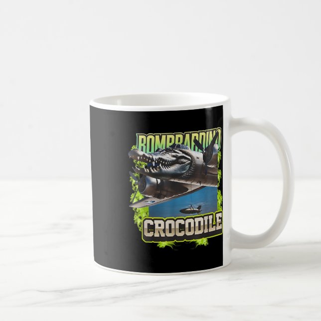 Funny Reptile Bombardiro Crocodilo Brain Rot, Stup Kaffemugg (Höger)