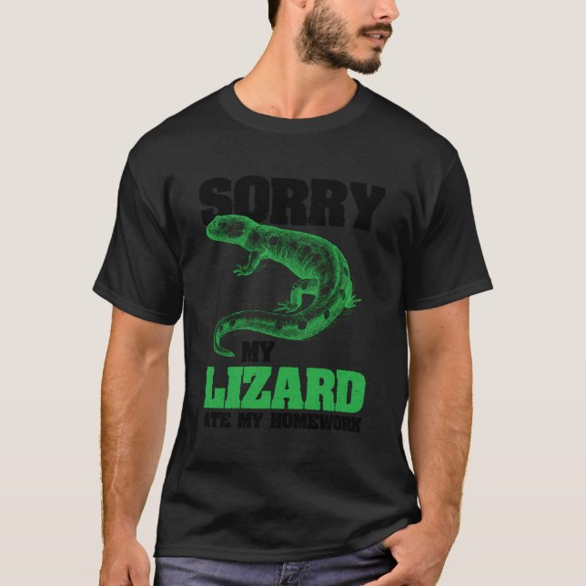 Funny Reptile Shirt - Min ödla Ate Min hemläxa T (Framsida)