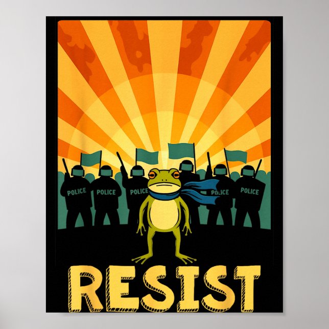 Funny Resist Portland Frog Protest  Poster (Framsidan)