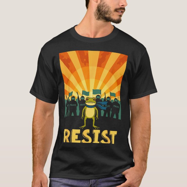 Funny Resist Portland Frog Protest  T Shirt (Framsida)