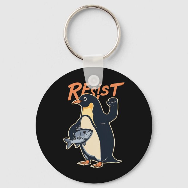 Funny Resistant Penguin Activism Protest against T Nyckelring (Framsida)