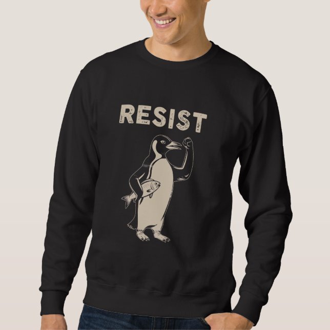 Funny ResistPenguins Lång Ärmad Tröja (Framsida)