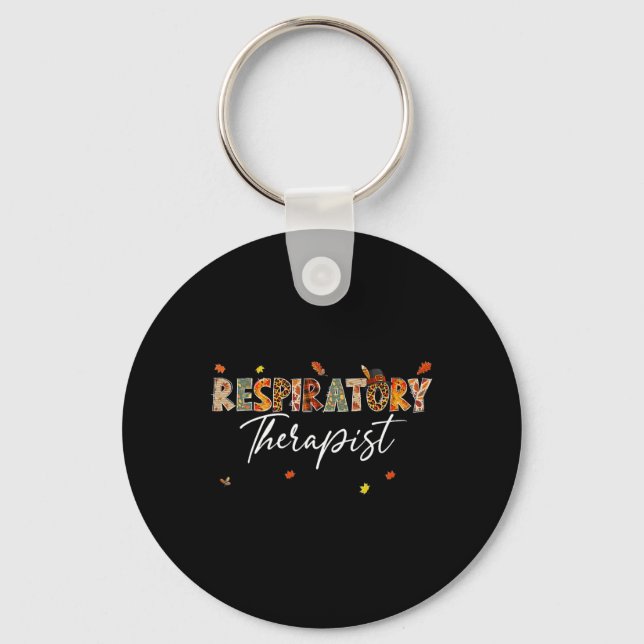 Funny Respiratory Therapist Pumpkin Autumn Tree Fa Nyckelring (Framsida)